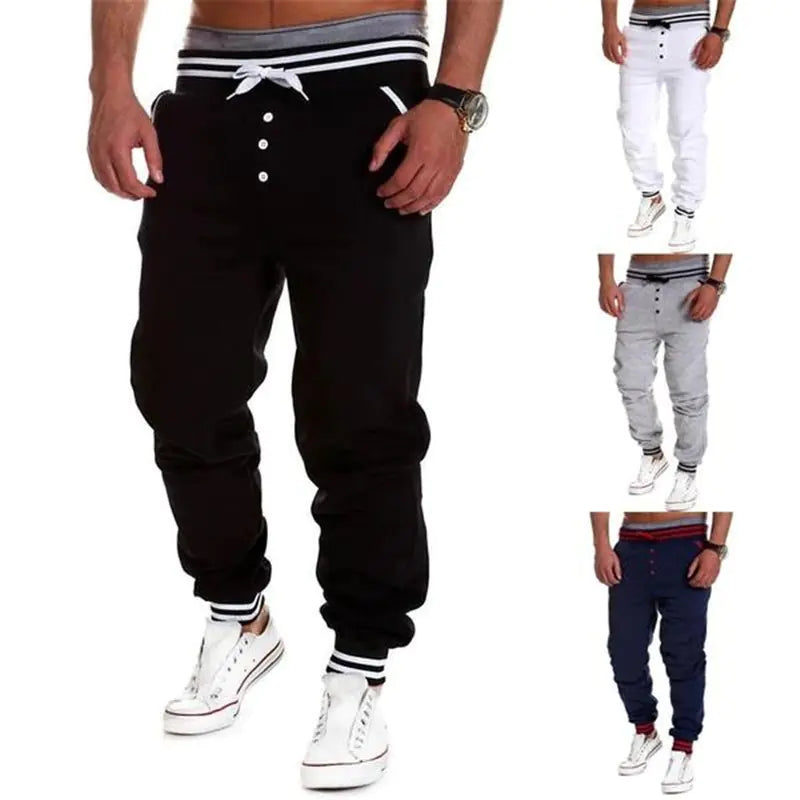 Men's Drawstring Waist Casual Sports Pants, Loose Fit