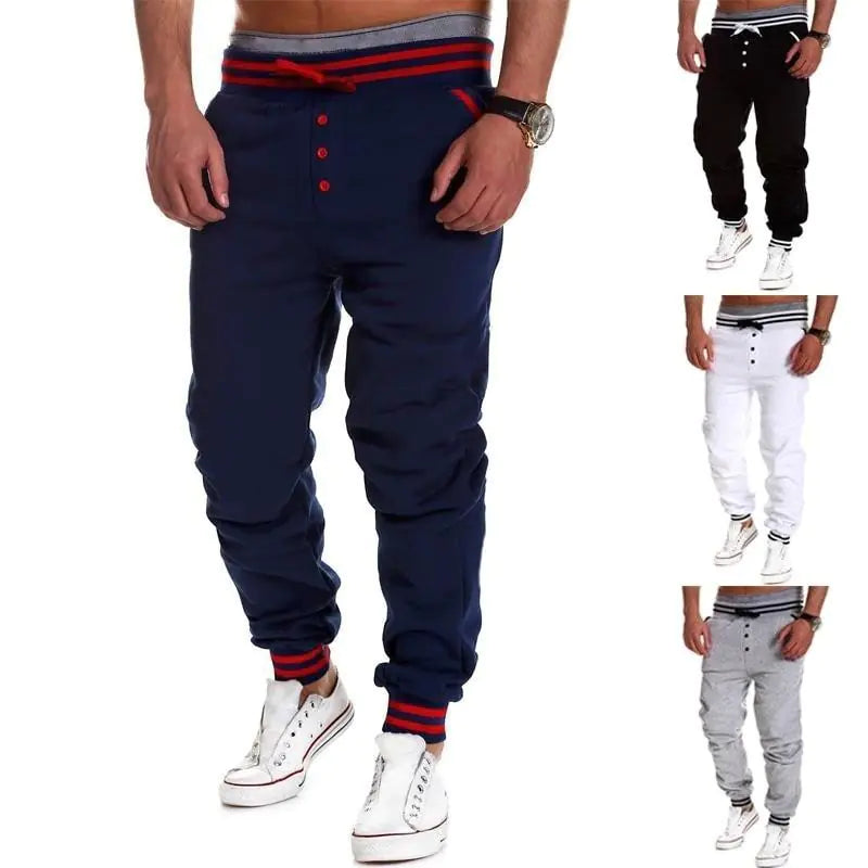 Men's Drawstring Waist Casual Sports Pants, Loose Fit