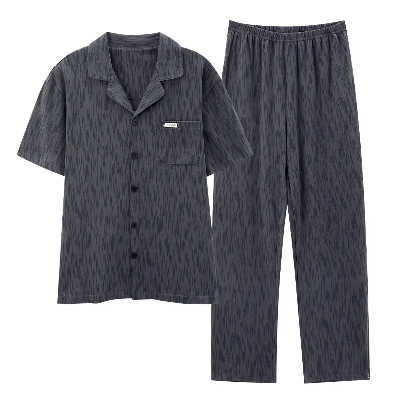 Men's Short Sleeve Pajama Set with Long Pants