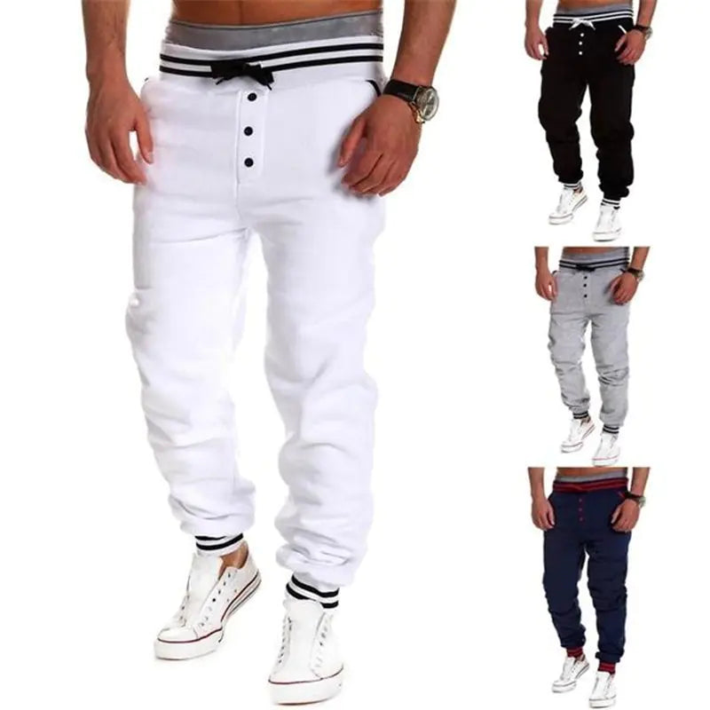 Men's Drawstring Waist Casual Sports Pants, Loose Fit